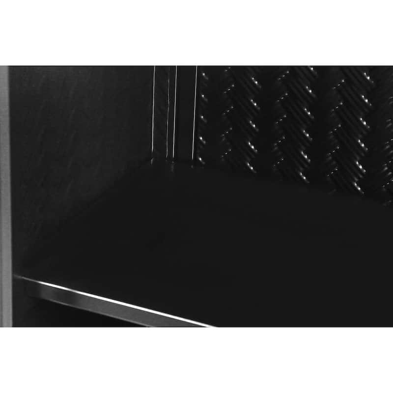 27.56"Glass Doors Modern Two-door Wall Cabinet with Featuring Three-tier Storage for Entryway,with Characteristic Woven Pattern