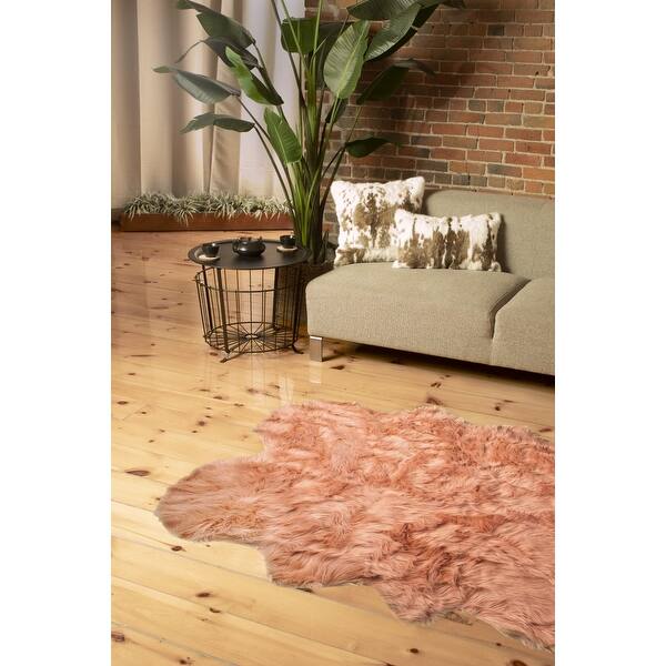 4' X 6' Dusty Rose Faux Fur Washable Non Skid Area Rug 3'6" Bed