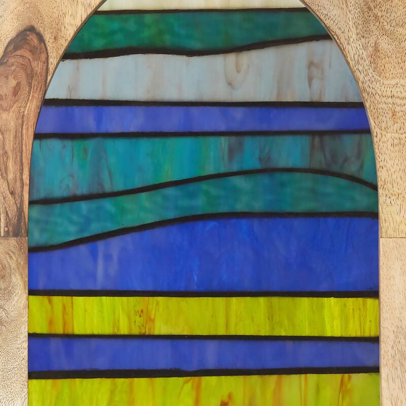 River of Goods 36-Inch Geometric Wave Pattern Stained Glass Window Panel - 12" x 1" x 36"