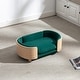 preview thumbnail 2 of 29, Velvet Cushion Chair With Solid Wood legs and Bent Wood Back/Pet Sofa Green