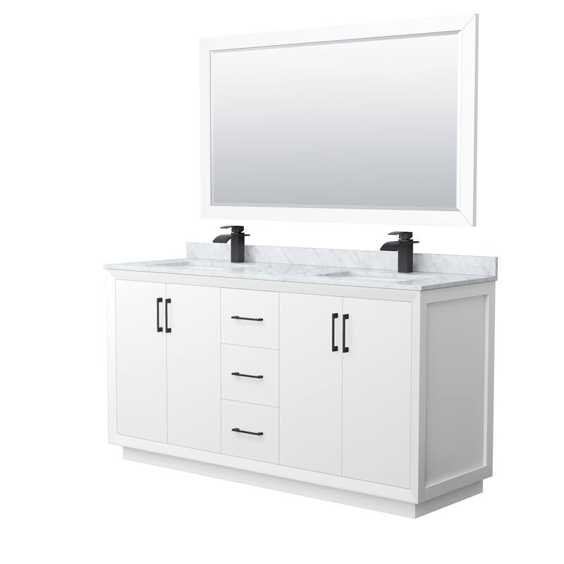Wyndham Collection WCF414166D-NAT-UNSM58 Strada 66" Free Standing - White / Matte Black Hardware