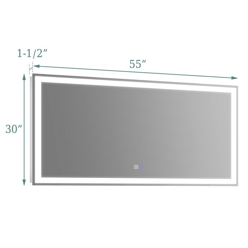 Wall Mounted Bathroom Rectangle Front And Back light LED Mirror With Anti Fog And Dimmable