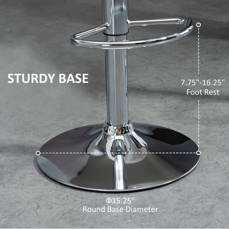 HOMCOM Adjustable Bar Stools Set of 2, Modern Swivel Barstool with Footrest, Stainless Steel Round Top for Kitchen