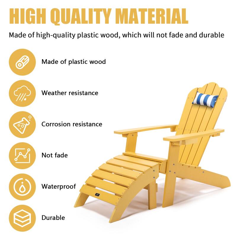 Adirondack Ottoman Footstool for Outdoor Patio Garden Porch