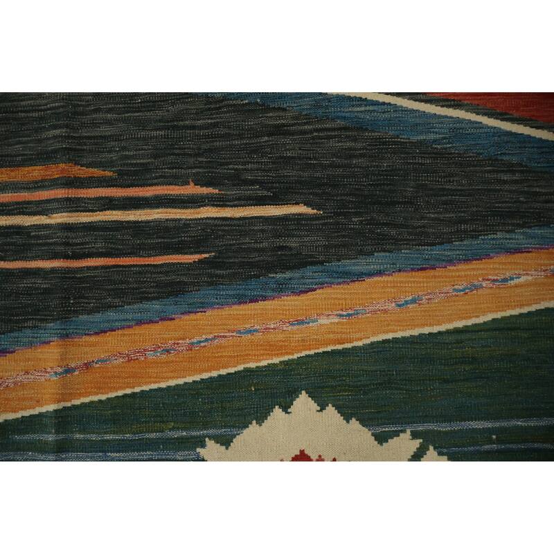 Hand Woven Oriental 100% Wool Carpet Southwestern Modern Multi-Colored Kilim Area Rug - 10' 0'' X 10' 1''