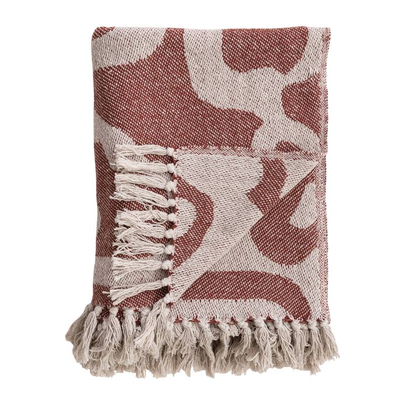 Woven Cotton Blend Jacquard Throw Blanket with Pattern