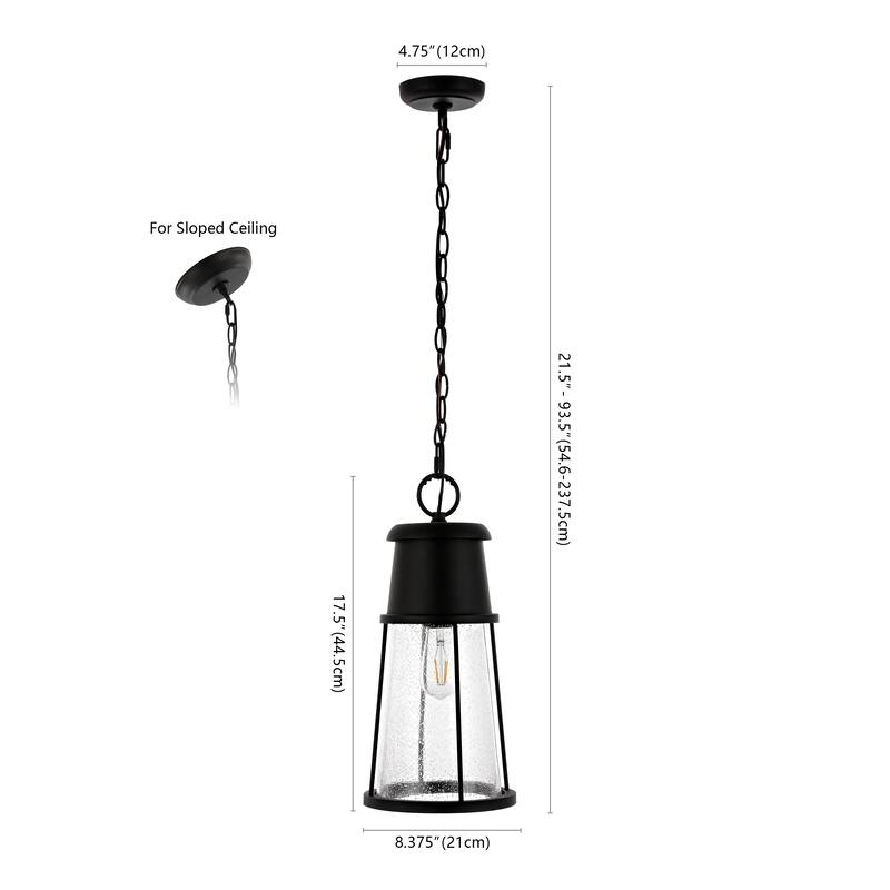 SAFAVIEH Lighting Laela Outdoor Pendant/Black - 8"W x 8"D x 94"H