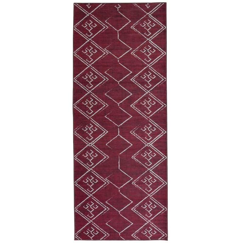 Machine Washable Area Rug With Non-Slip Backing - Stain Resistant - Eco-Friendly Aspen Tribal Moroccan Bohemian Design