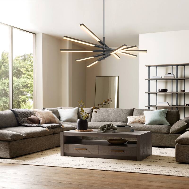 Modern Tiered Linear Sputnik Cluster Integrated LED 3000K Warm Light Chandelier