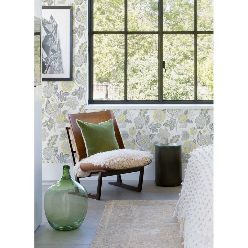 A-Street Prints Jana Light Grey Jacobean Wallpaper