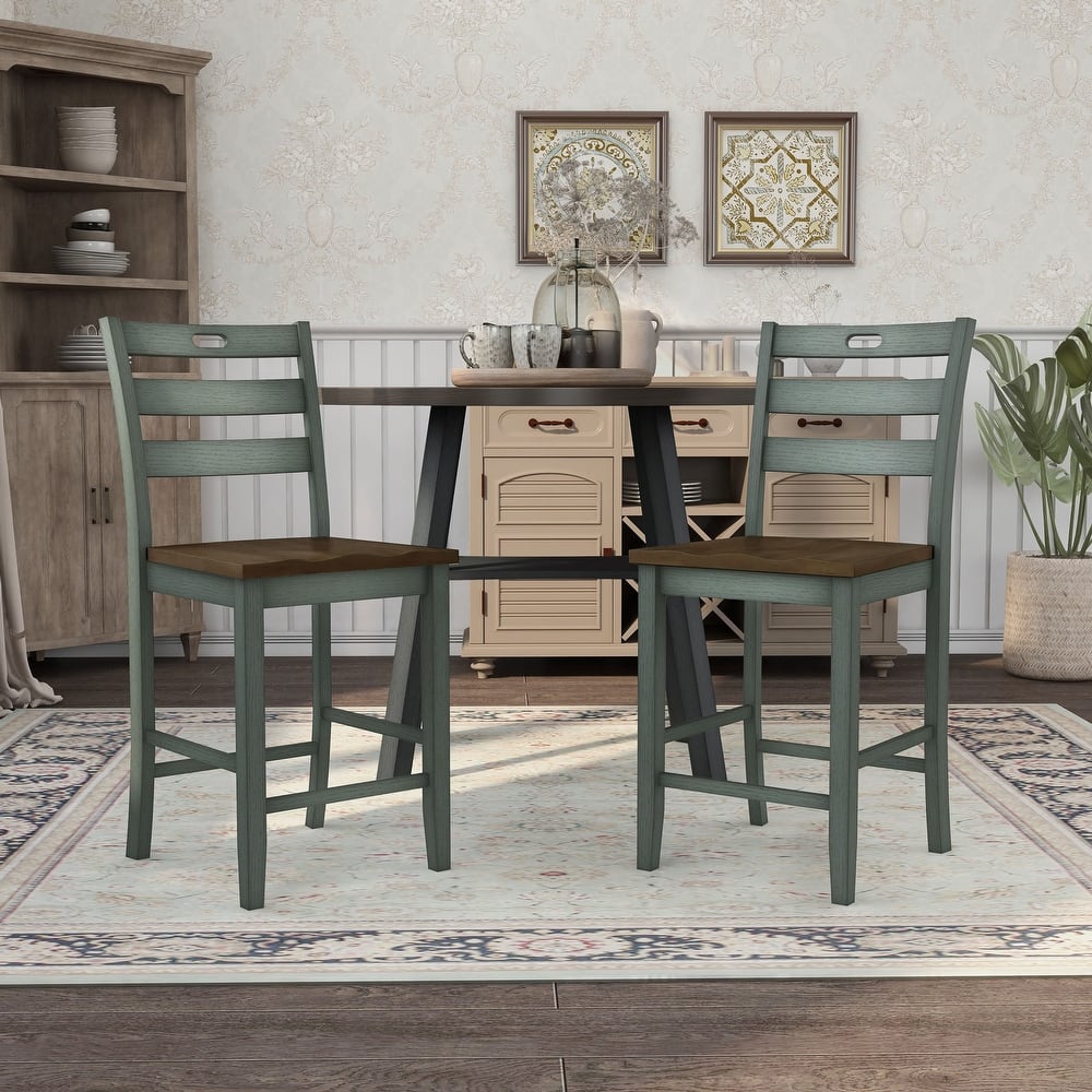 Jonah Farmhouse Wood Ladder Back Counter Height Chairs by Furniture of America (Set of 2)