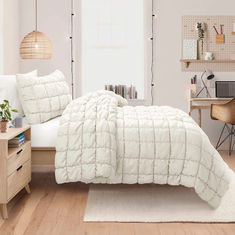 Lush Decor Puff Comforter Set - Pearl White - 2 Piece - Twin XL
