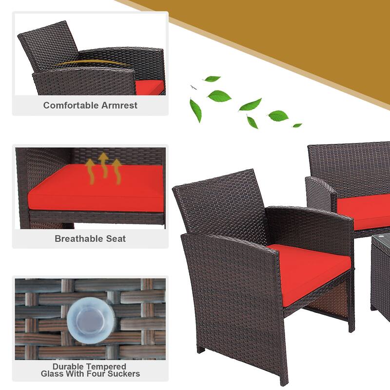 Costway 8PCS Patio Rattan Furniture Set Cushioned Chair Sofa Coffee