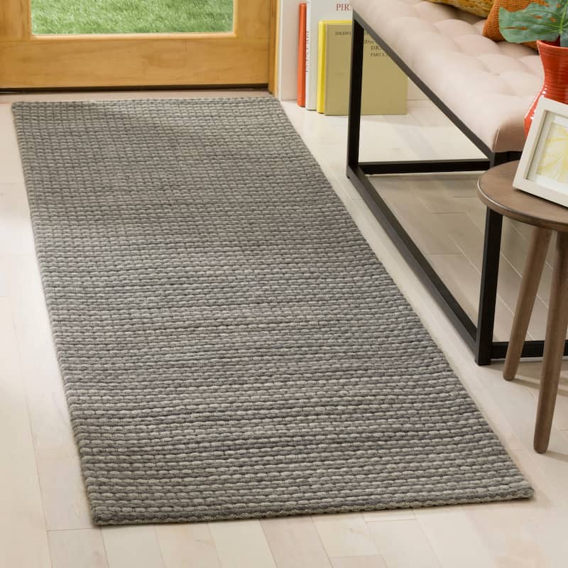SAFAVIEH Handmade Natura Refiqe Wool Rug - 2'3" x 8' Runner - Dark Grey - Runner