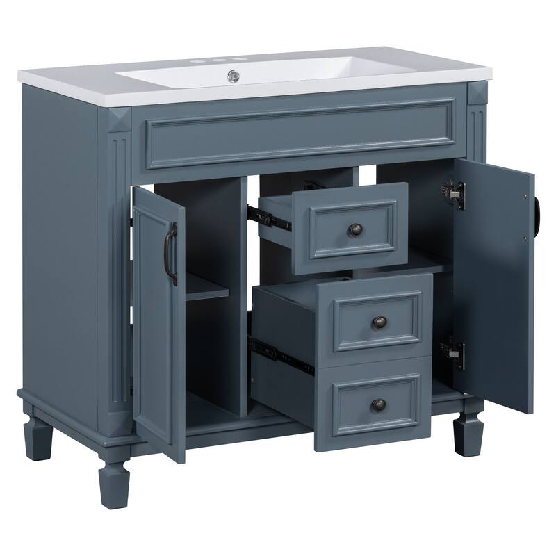 2 Drawers Bathroom Vanity with Top Sink