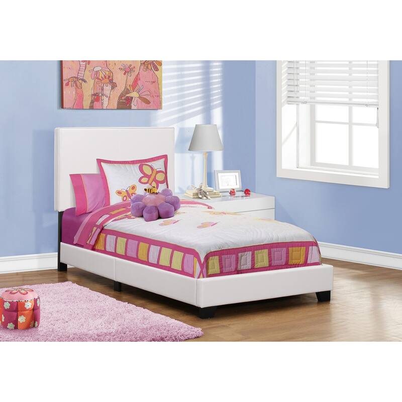 Twin Size Faux Leather Upholstered Platform Bed with Low Profile Transitional Design