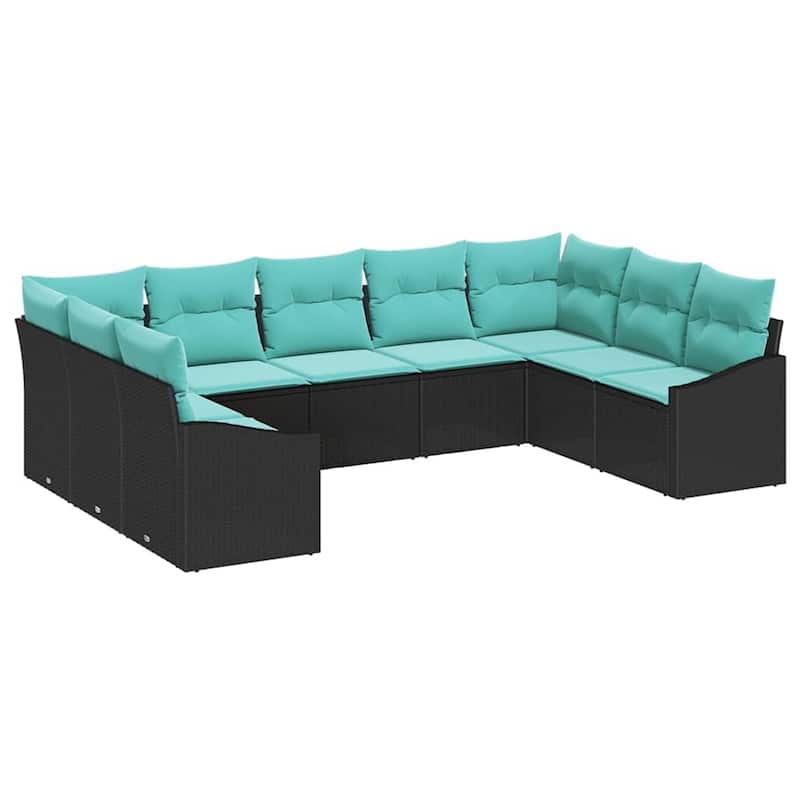 vidaXL 10 Piece Garden Sofa Set with Cushions - 113.8×70.3×27.2