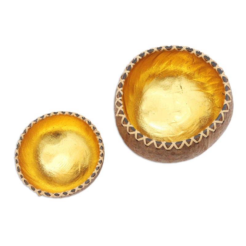 Novica Handmade Gleaming Duo Decorative Coconut Shell Bowls (Pair)
