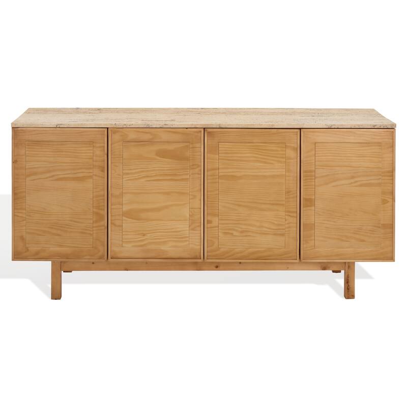 SAFAVIEH Couture Debrianna Travertine Top Sideboard - 62"W x 19"D x 30"H - Natural/Travertine