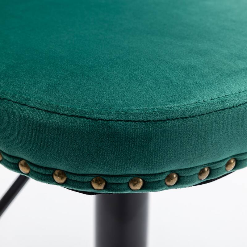 Swivel Velvet Barstools Adjusatble Seat Height from 25-33 Inch,17.7inch base,Upholstered Bar Stools with Tufted Backs