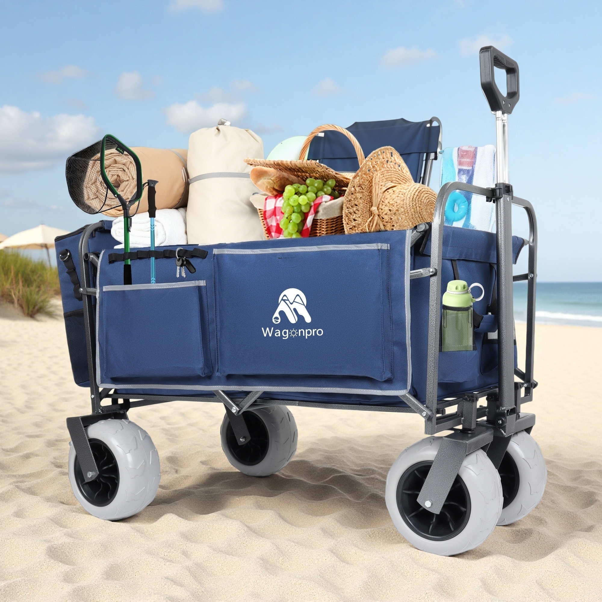 Folding Wagon with Multiuse Bag, All-Terrain Wheels and 9