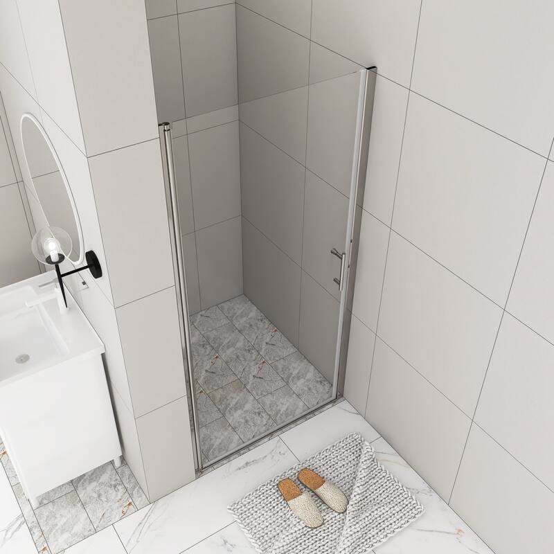 30/32/34/36 Inch Semi-Frameless Pivot Shower Door with Clear Tempered Glass