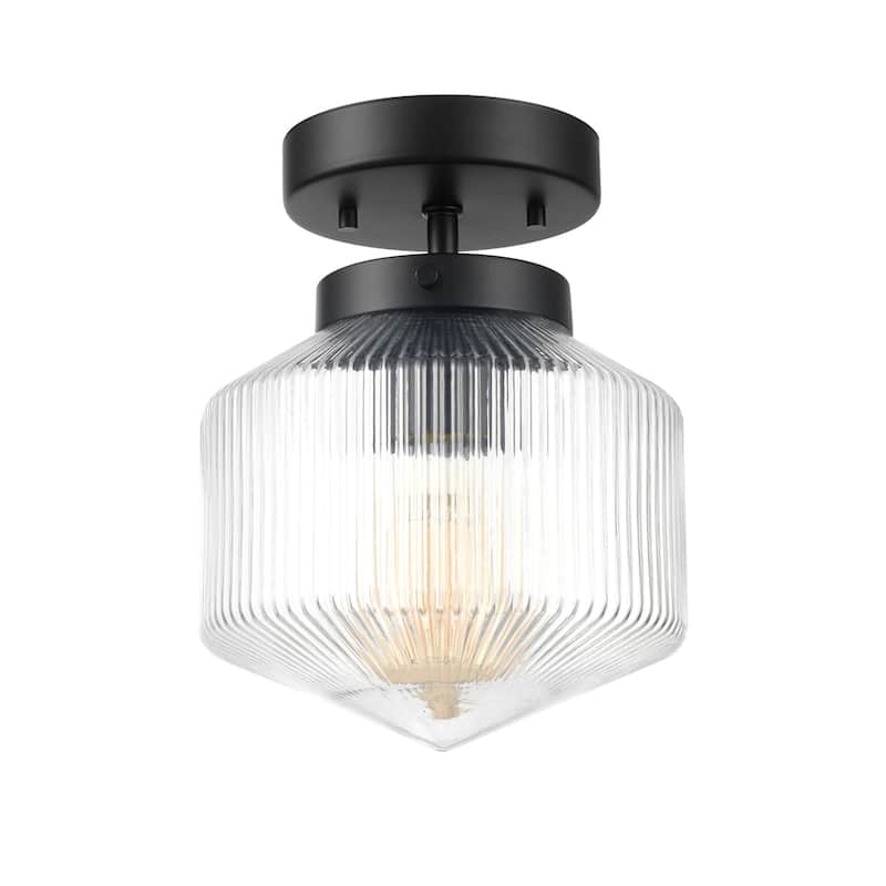 Globe Electric 91005471 Juno 7" Wide Semi-Flush Drum Ceiling Fixture - Matte Black