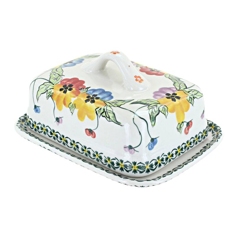 Blue Rose Polish Pottery 708 Millena Square Butter Dish
