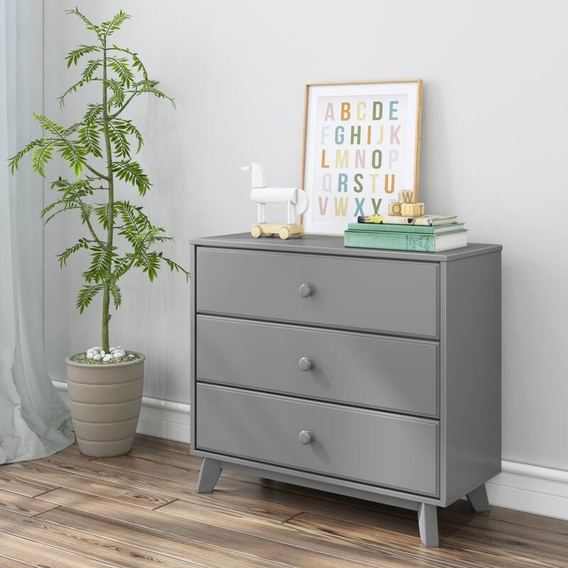 Max and Lily 3-Drawer Solid Wood Dresser - Grey
