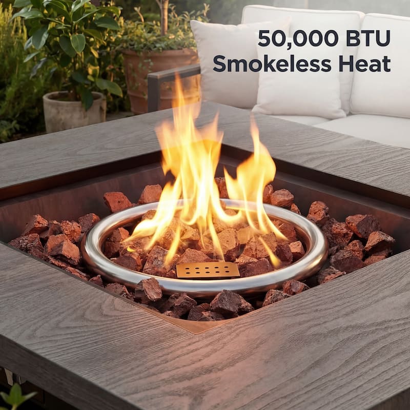 50,000 BTU Propane Fire Pit Table with Hidden Tank Storage, Outdoor Gas Fire Table with Zinc-Aluminum Top, Patio Fire Table