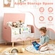 preview thumbnail 8 of 18, Costway Kids Wooden Toy Box with Front Bookshelf 4 Solid Wood Legs - See Details
