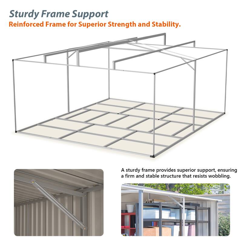 GDFStudio - Cassandra Large Outdoor Metal Storage Shed with Lockable Doors for Secure Vehicle and Equipment Storage