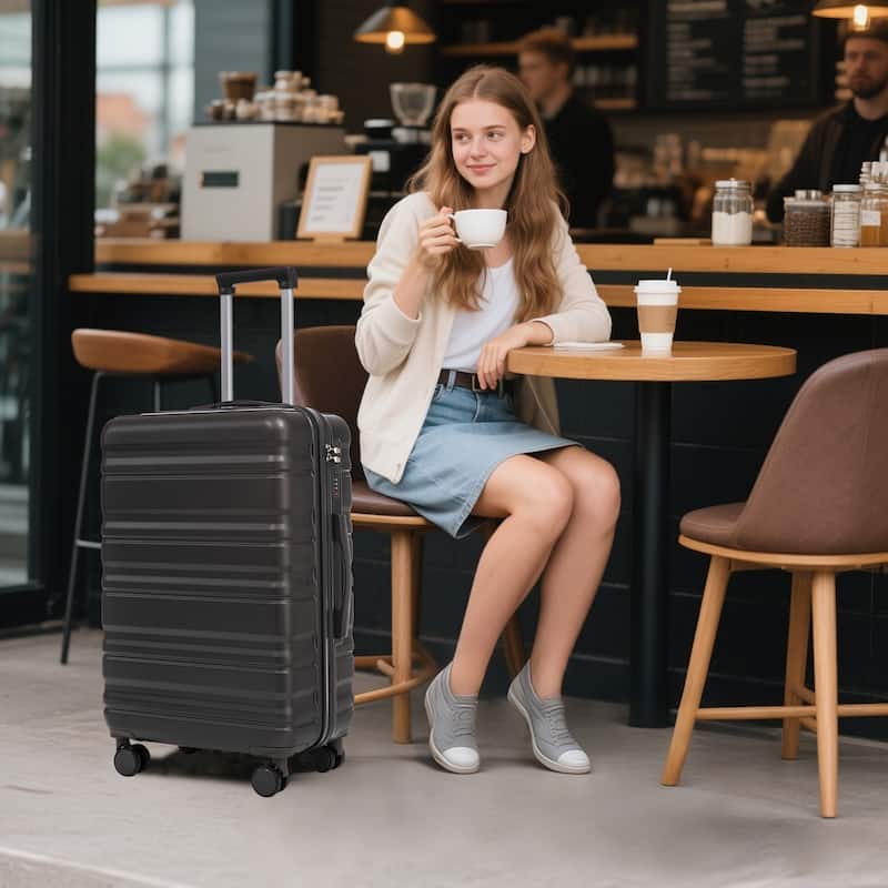 Lightweight Luggage with Spinner Wheels, 3 Piece Travel Suitcase ABS+PC Hardshell Luggage Set with Combination Lock, 20"/24"/28"