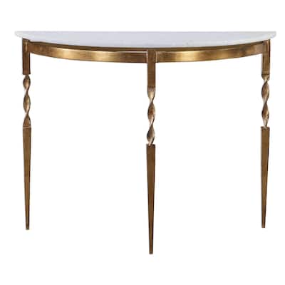 40" white and gold elegant marble console table