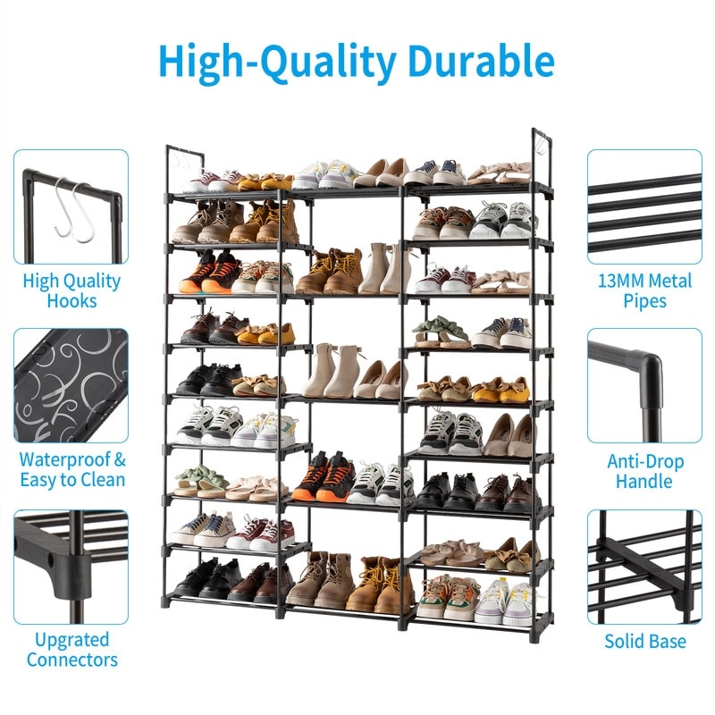 9 Tier Shoe Rack Tiered Storage for Sneakers Heels Flats