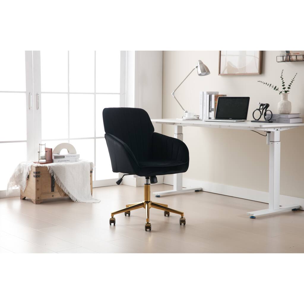 Modern 360 Swivel Height Adjustable Tufted Back Task Chair with Golden Metal base