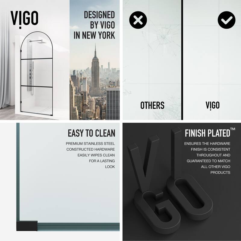 Vigo VG6094PCL3478 Arden 78" High x 34" Wide Hinged Framed Shower Door