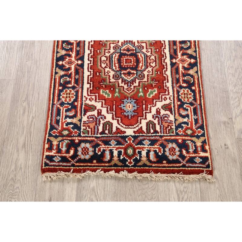 Rust Geometric Heriz Oriental Wool Area Rug Handmade Home Decor Carpet - 2'0" x 3'0"