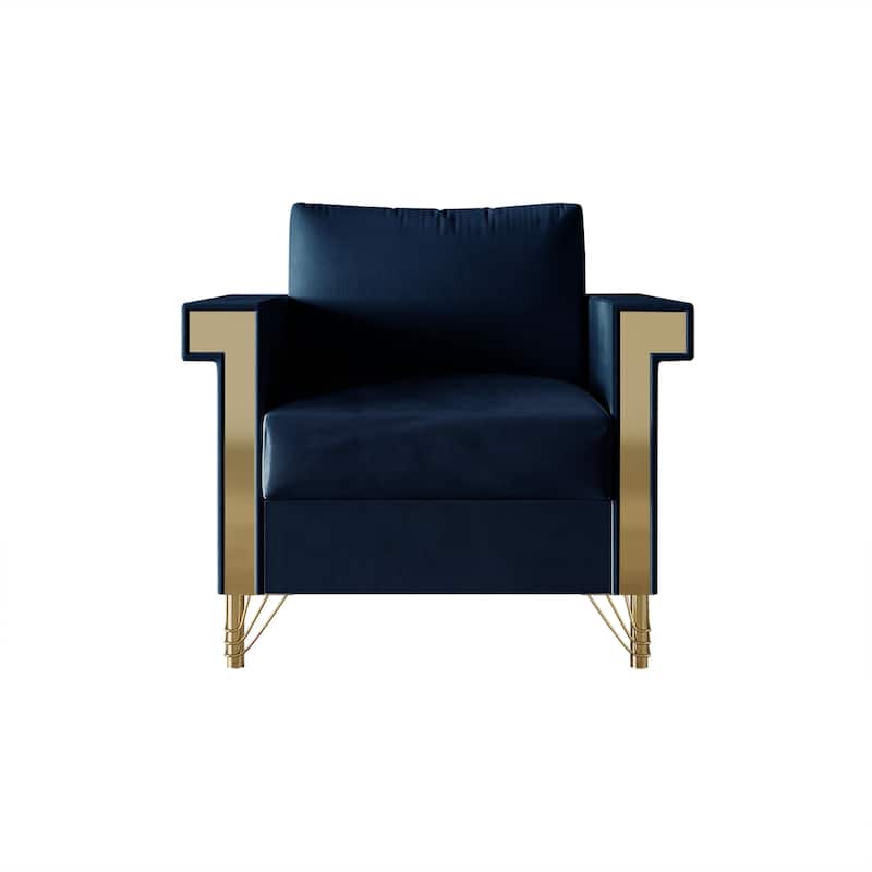 CraftPorch Luxurious Velvet Upholstered Arm Chair - Midnight Blue