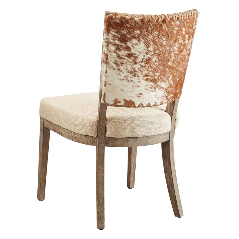 Austin Hair On Hide Leather & Linen Side Chair with Oak Frame