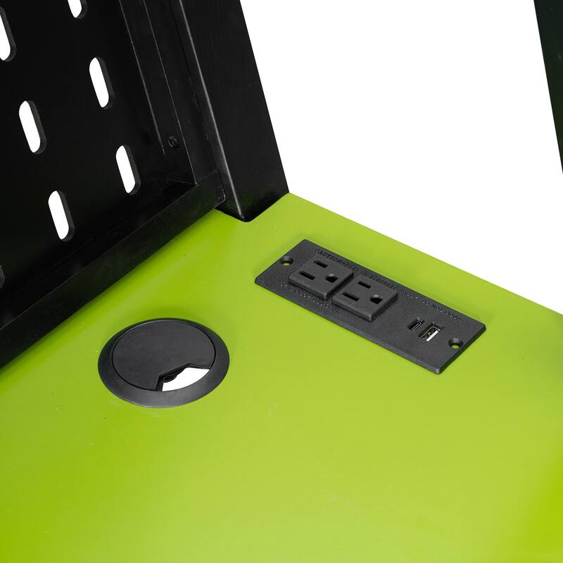 Roomfitters Full Size Bunk Bed with Two Built-In Gaming Desks, USB Ports and Pegboard