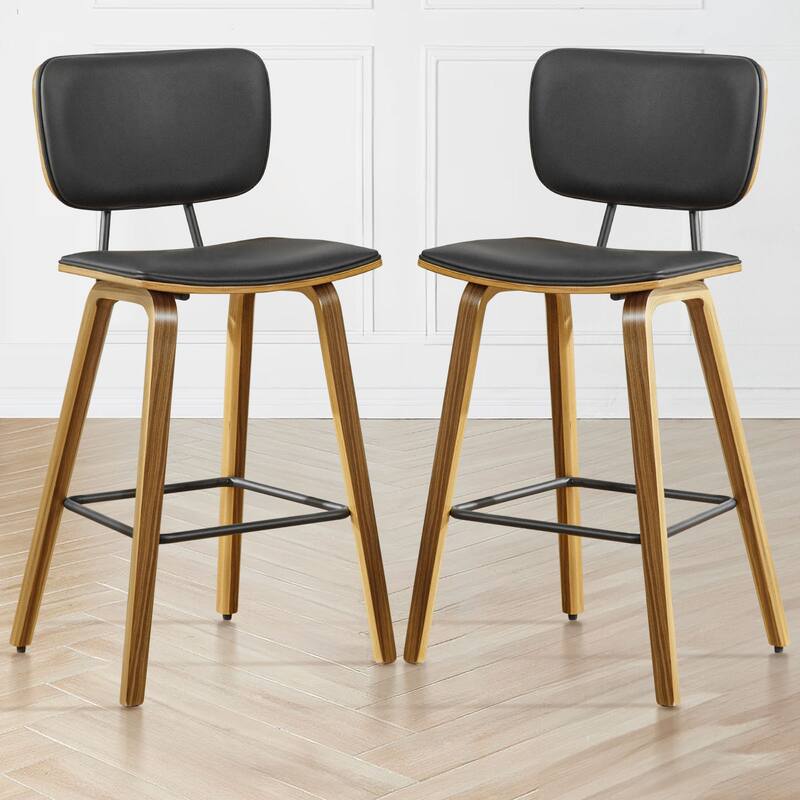 26" Wood Counter Height Bar Stools Set of 2 - 37.6"H x 19.5"W x 18.7"D