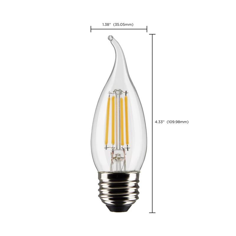 4 Watt CA10 LED Clear Medium Base 5000K 120 Volt 2-Pack