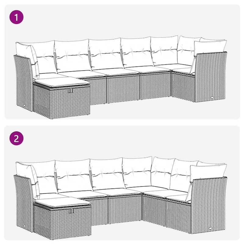 vidaXL Garden Sofa Set Beige/Black/Brown/Grey
