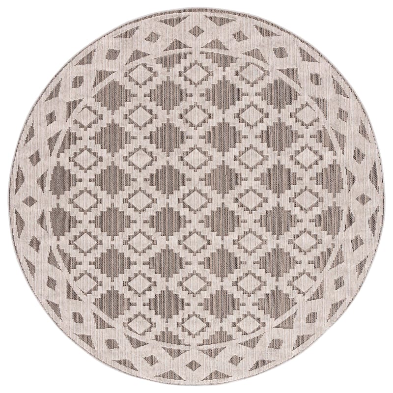 SAFAVIEH Global Sibila Indoor/Outdoor Waterproof Rug - 6'7" Round - Beige/Dark Beig
