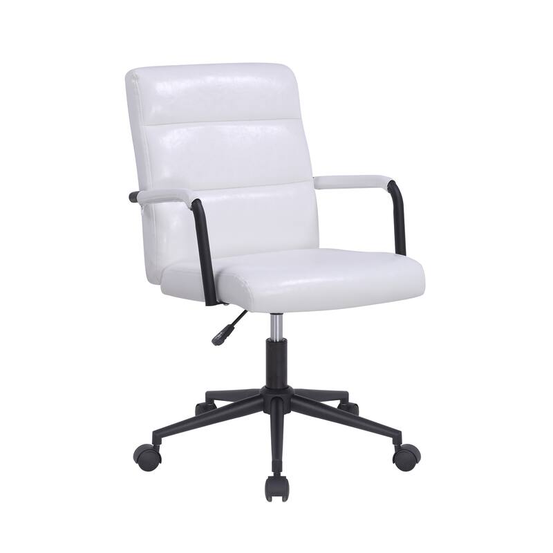 Porthos Home Pei Office Chair, Tufted PU Leather, Steel Swivel Base - White