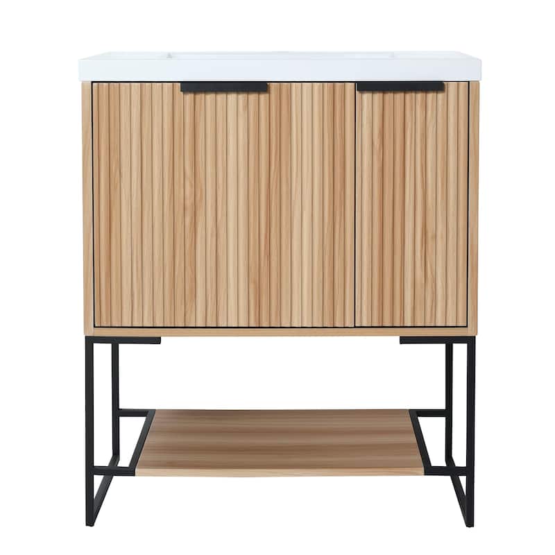 24"/30" Plywood Freestanding Bathroom Vanity Set with White Sink