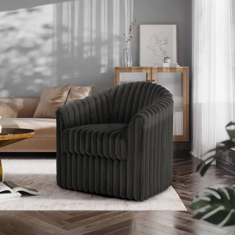 Single Sofa Armchair Swivel Barrel Chair - Chocolate