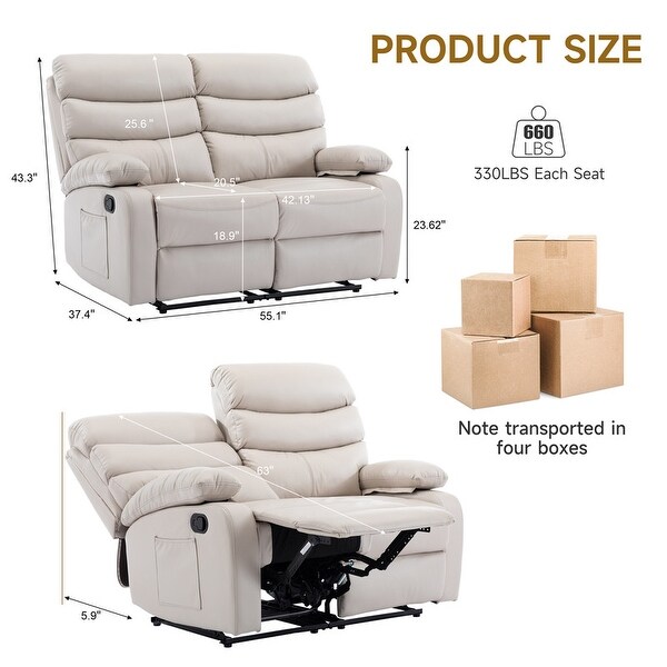 Hzlagm Tech Leather 2 Seater Manual Recliner Reclining Loveseat On Sale Bed Bath Beyond 40528130