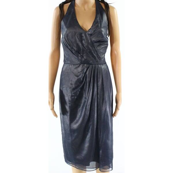 Shop Vera Wang Navy Women S V Neck Halter Sheath Dress Free
